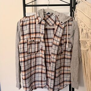 Forever 21 Checkered Hooded Flannel